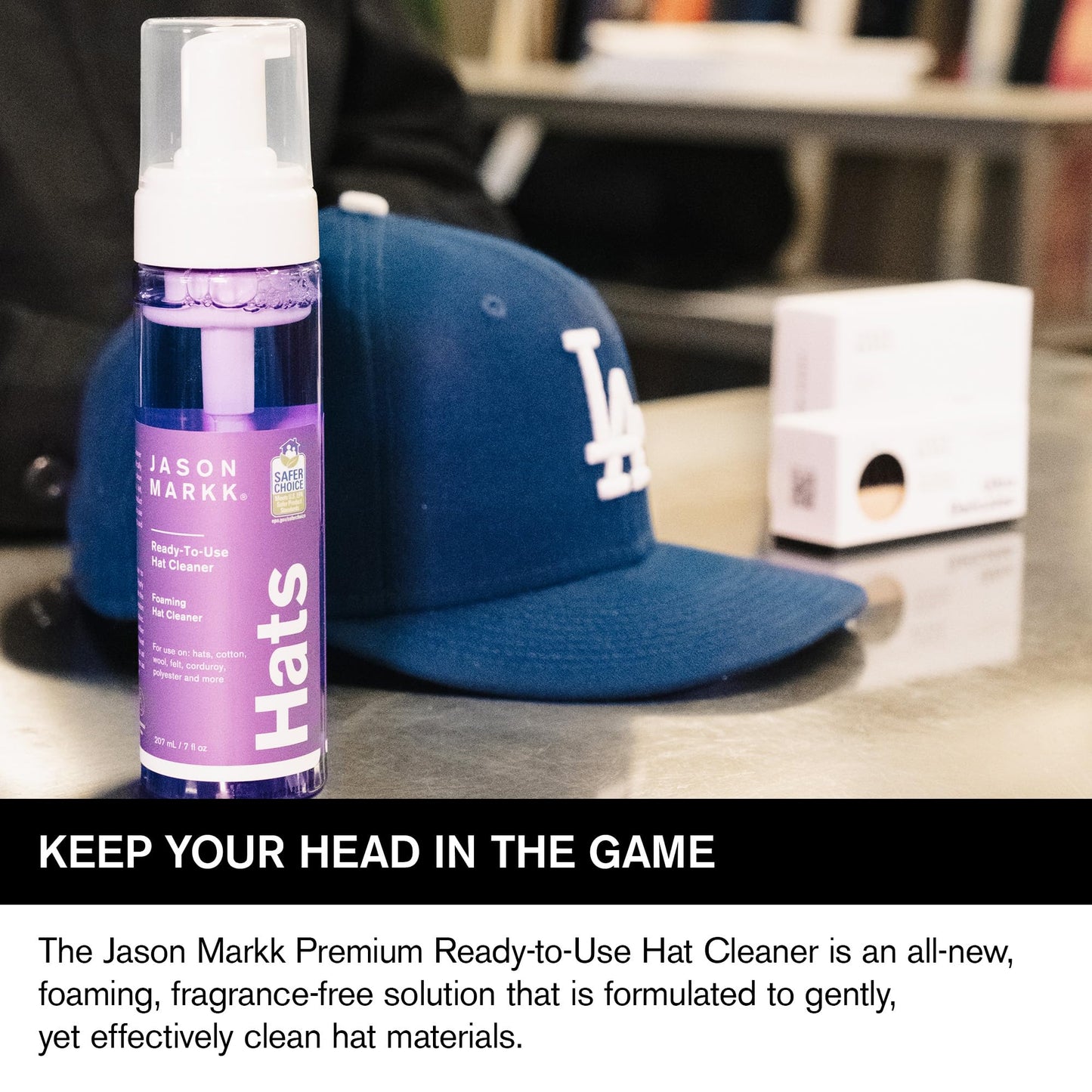 Jason Markk Premium Ready-to-Use Hat Cleaner, 7 fl oz. - Fragrance-Free, Powerful & Gentle - Safe for All Materials, Including Cotton, Wool, Felt, Corduroy, Polyester & More - No Water Needed