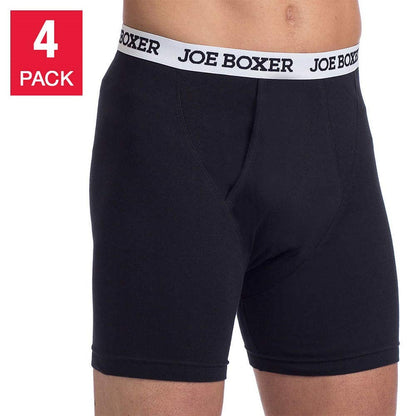 Joe Boxer Men's Boxer Briefs 4-Pack (Large, Black)
