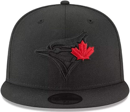 New Era Toronto Blue Jays Baseball Cap, Black with Red Maple Leaf, Fitted