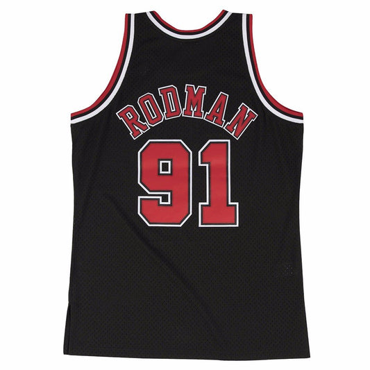 Mitchell And Ness Rodman #91 Black Bulls Swingman Jersey BLACK M
