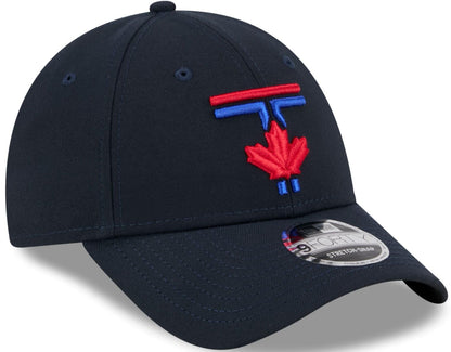 New Era 9FORTY MLB Toronto Blue Jays 2024 City Connect T Logo Stretch Snap Adjustable Hat - Navy