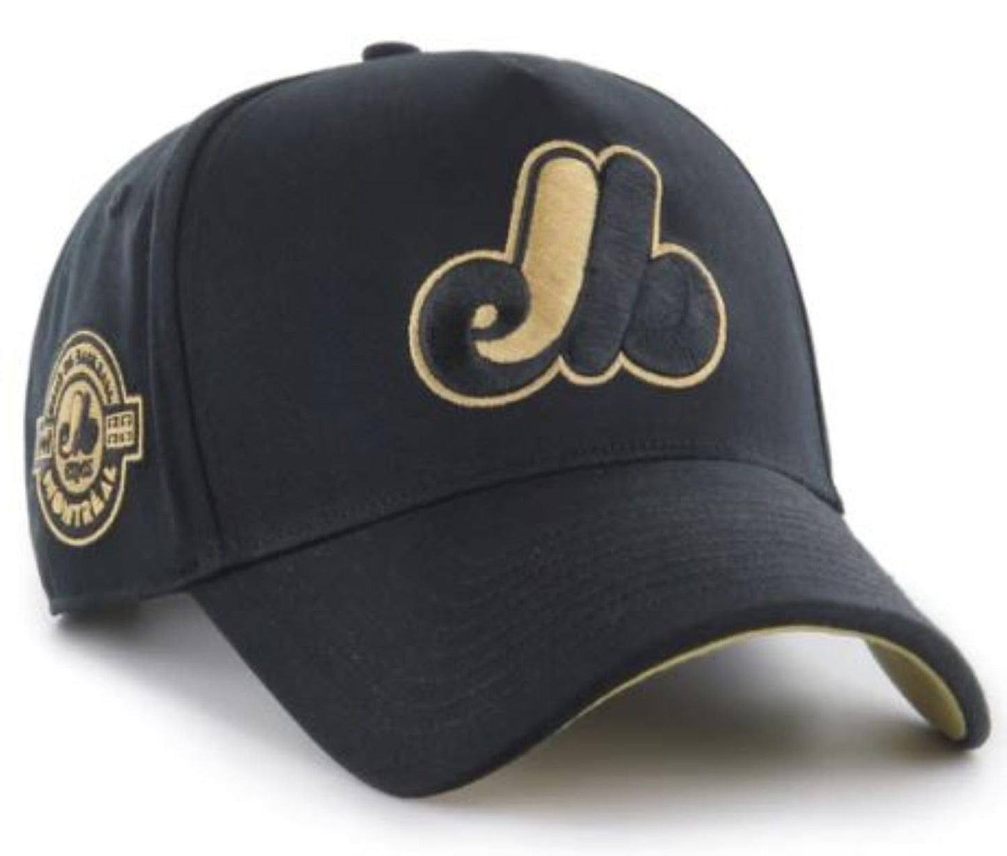 47 Montreal Expos Sure Shot MVP DT Deluxe Sidepatch Adjustable Snapback Hat - Black/Gold