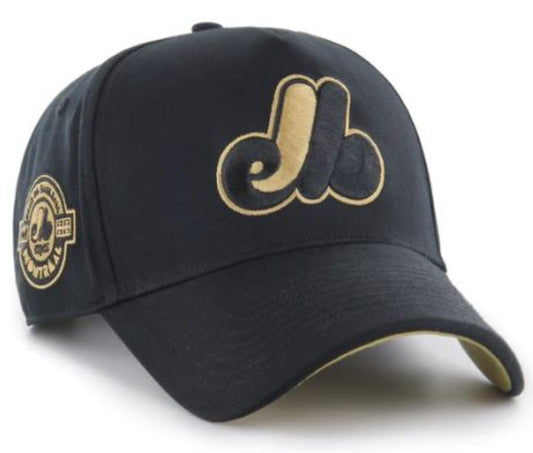 47 Montreal Expos Sure Shot MVP DT Deluxe Sidepatch Adjustable Snapback Hat - Black/Gold
