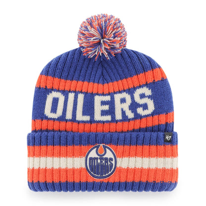 47 Edmonton NHL Bering Cuff Pom Knit Hat Blue