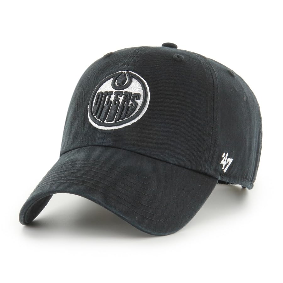 47 Edmonton Oilers NHL Black-White Clean Up Hat