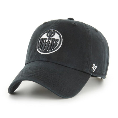 47 Edmonton Oilers NHL Black-White Clean Up Hat