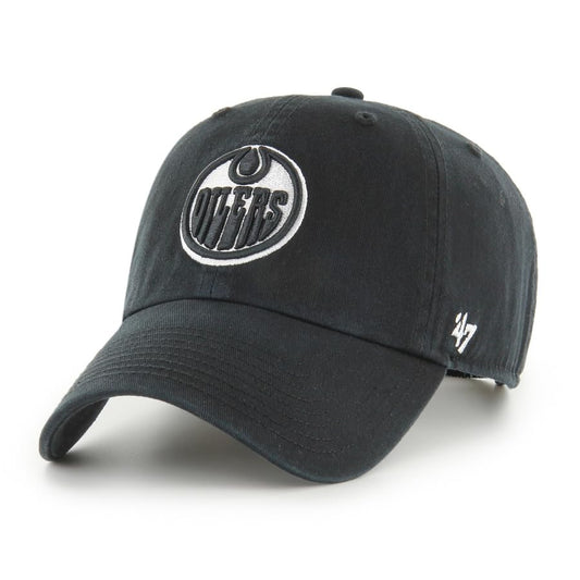 47 Edmonton Oilers NHL Black-White Clean Up Hat