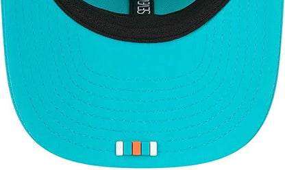 New Era 9SEVENTY NFL 2025 Sideline Trucker Adjustable Snapback Hat (CA/US, Alpha, One Size, Aqua, Miami Dolphins)