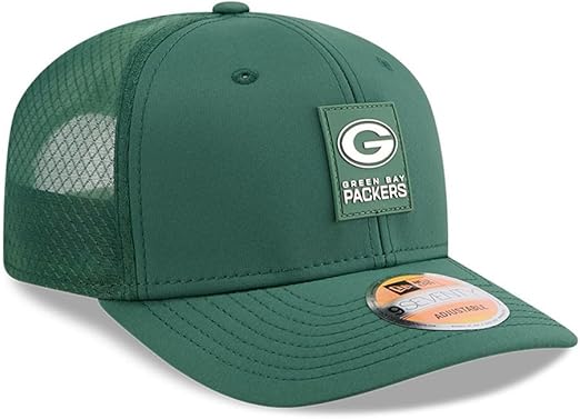 New Era 9SEVENTY NFL 2025 Sideline Trucker Adjustable Snapback Hat (CA/US, Alpha, One Size, Green, Green Bay Packers)