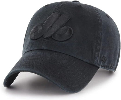 Montreal Expos '47 Black on Black Clean Up Adjustable Hat
