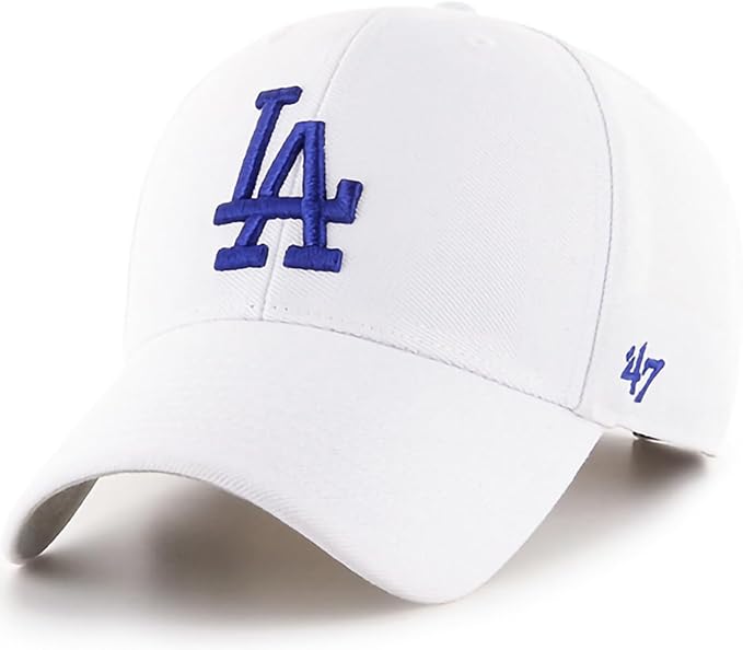 47 MLB White Primary Logo Team Color MVP Adjustable Hat, Adult One Size Fits All, Los Angeles Dodgers - White, One Size