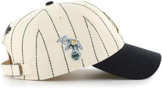 47 MLB Oakland Rawlings Pinstripe Clean Up Adjustable Snapback Hat - White/Black