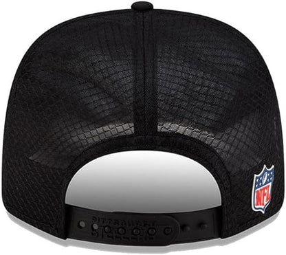 New Era 9SEVENTY NFL 2025 Sideline Trucker Adjustable Snapback Hat (CA/US, Alpha, One Size, Black, Pittsburgh Steelers)