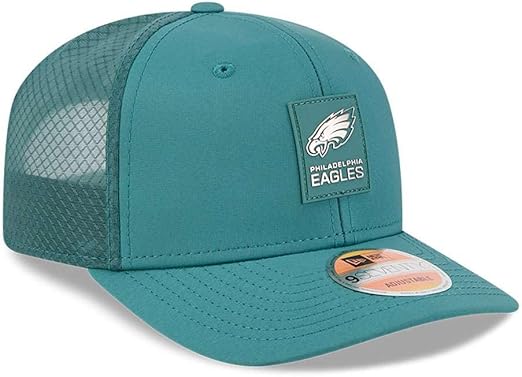 New Era 9SEVENTY NFL 2025 Sideline Trucker Adjustable Snapback Hat (CA/US, Alpha, One Size, Green, Philadelphia Eagles)