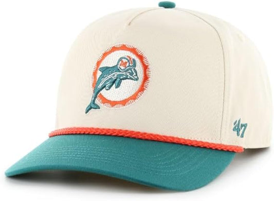 47 NFL Miami Natural Rope TT Hitch Adjustable Snapback Hat - Beige/Green