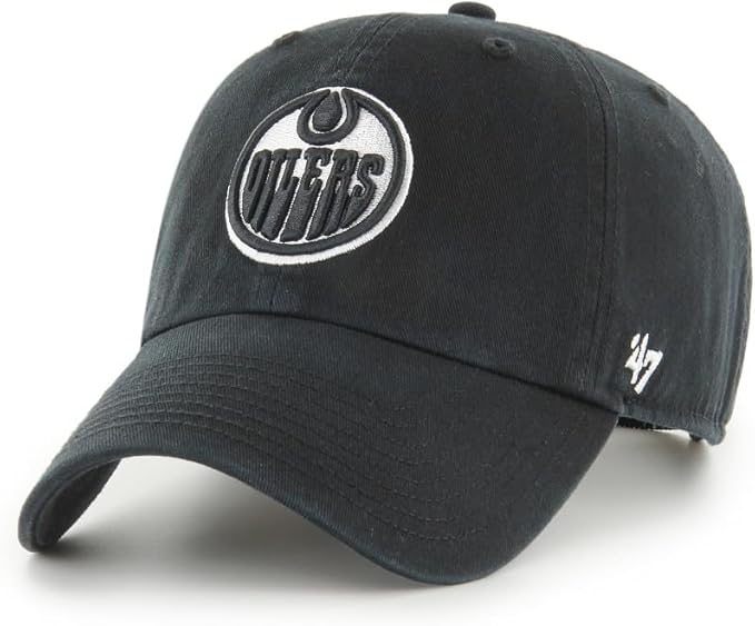 47 Edmonton Oilers NHL Black-White Clean Up Hat