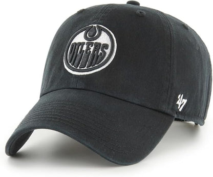 47 Edmonton Oilers NHL Black-White Clean Up Hat
