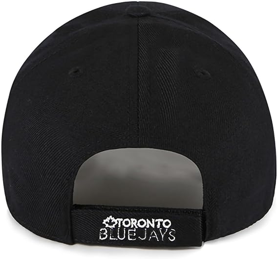 47 Brand MLB Black Whiteout Primary Logo MVP Adjustable Structure Baseball Cap Hat, Adult One Size Fits All, Toronto Blue Jays - Black, One Size
