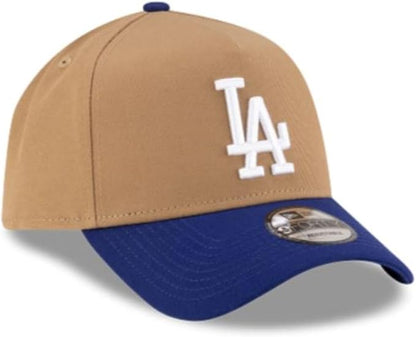 New Era Men's MLB Chase 9FORTY A-Frame Two Tone Adjustable Snapback Hat - Khaki (CA/US, Alpha, One Size, Khaki, Los Angeles Dodgers)