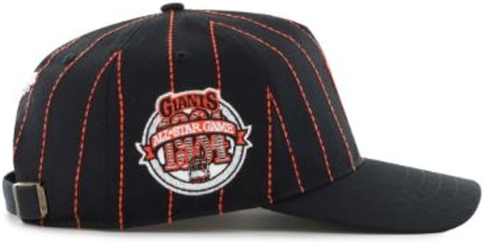 47 MLB San Francisco Rawlings Pinstripe Hitch Adjustable Snapback Hat - Black