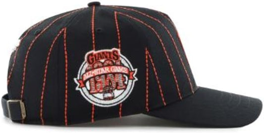 47 MLB San Francisco Rawlings Pinstripe Hitch Adjustable Snapback Hat - Black