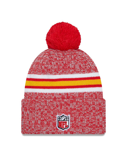 New Era Kansas City Chiefs 2023 Sideline Cuffed Knit Hat with Pom - Red