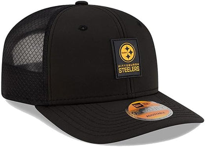 New Era 9SEVENTY NFL 2025 Sideline Trucker Adjustable Snapback Hat (CA/US, Alpha, One Size, Black, Pittsburgh Steelers)