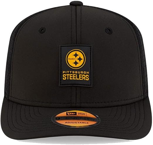 New Era 9SEVENTY NFL 2025 Sideline Trucker Adjustable Snapback Hat (CA/US, Alpha, One Size, Black, Pittsburgh Steelers)