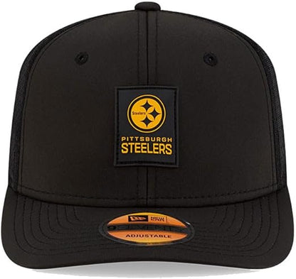 New Era 9SEVENTY NFL 2025 Sideline Trucker Adjustable Snapback Hat (CA/US, Alpha, One Size, Black, Pittsburgh Steelers)