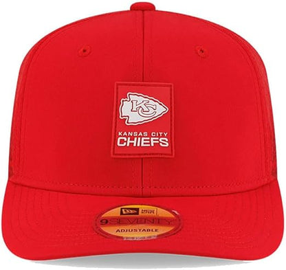 New Era 9SEVENTY NFL 2025 Sideline Trucker Adjustable Snapback Hat (CA/US, Alpha, One Size, Red, Kansas City Chiefs)