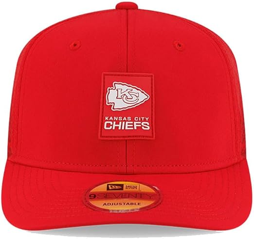 New Era 9SEVENTY NFL 2025 Sideline Trucker Adjustable Snapback Hat (CA/US, Alpha, One Size, Red, Kansas City Chiefs)