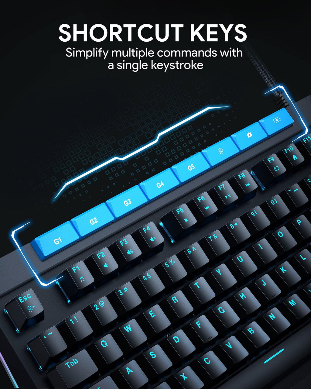 DSF Mechanical Keyboard with Rainbow Backlit & RGB LED Side Light Blue Switches 112keys Volume Control Button,RGB Lighting Programmable Macros Gaming for PC Gamer Computer Desktop (Black), KM-G17