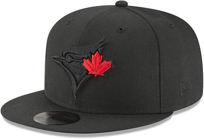 New Era Toronto Blue Jays Baseball Cap, Black with Red Maple Leaf, Fitted