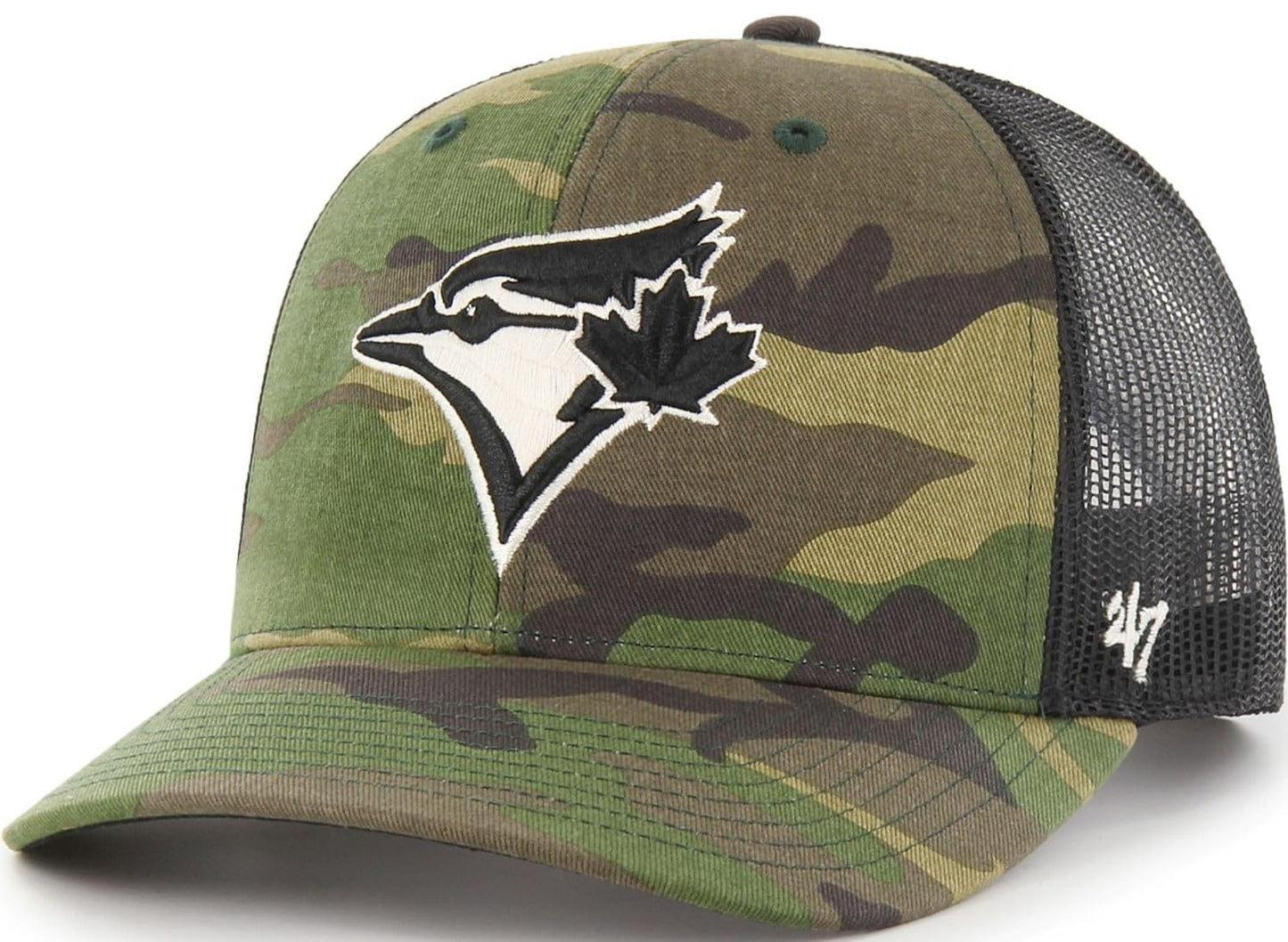 47 Brand MLB Toronto Blue Jays Men's Trucker Adjustable Hat - Green Camo/Black