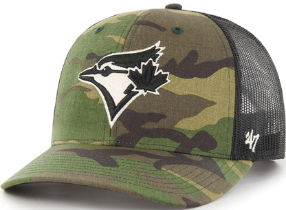 47 Brand MLB Toronto Blue Jays Men's Trucker Adjustable Hat - Green Camo/Black