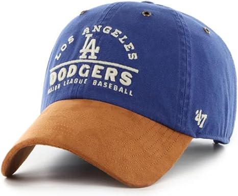 47 MLB Los Angeles Dodgers Windham Suede Clean Up Adjustable Hat - Royal Blue/Light Brown