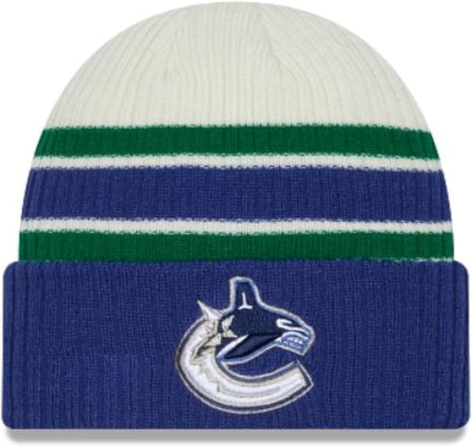 New Era NHL Vancouver Canucks Vintage Knit Beanie - Blue/Cream