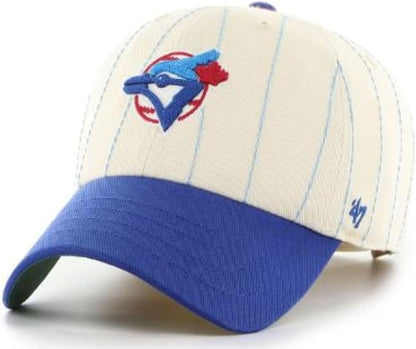 47 MLB Toronto Rawlings Pinstripe Clean Up Adjustable Snapback Hat - White/Blue