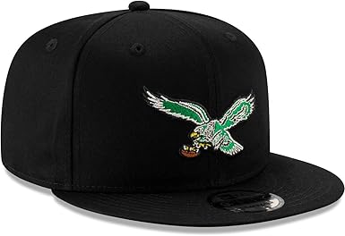 New Era Philadelphia Eagles Hat NFL Black Team Color Historic Logo 9FIFTY Snapback Adjustable Cap Adult One Size