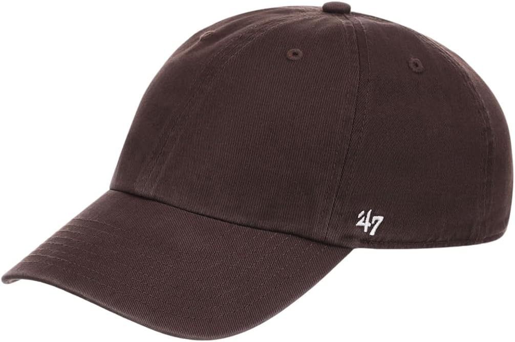47 Blank Classic Clean Up Cap, Adjustable Plain Baseball Hat for Men and Women Brown