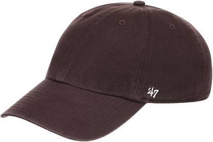 47 Blank Classic Clean Up Cap, Adjustable Plain Baseball Hat for Men and Women Brown