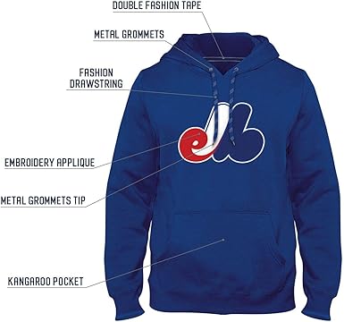 Bulletin Montreal Expos Cooperstown MLB Express Twill Logo Hoodie - Royal - XX-Large