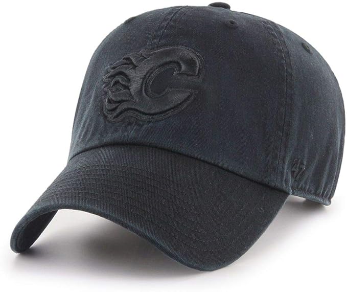 Calgary Flames NHL `47 Clean Up Black On Black Hat | Adjustable - One Size