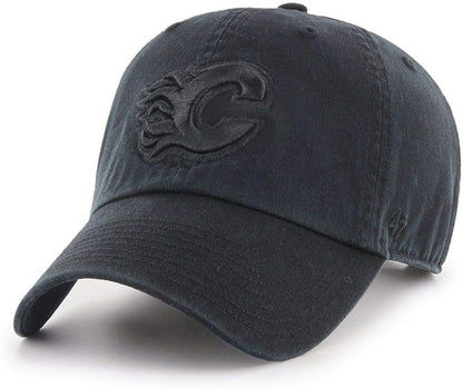 Calgary Flames NHL `47 Clean Up Black On Black Hat | Adjustable - One Size