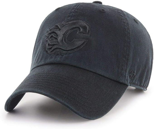 Calgary Flames NHL `47 Clean Up Black On Black Hat | Adjustable - One Size
