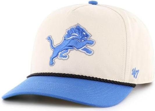 47 NFL Detroit Natural Rope TT Hitch Adjustable Snapback Hat - White/Blue