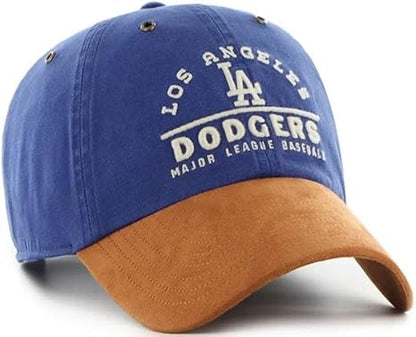 47 MLB Los Angeles Dodgers Windham Suede Clean Up Adjustable Hat - Royal Blue/Light Brown
