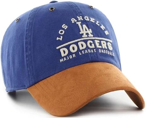 47 MLB Los Angeles Dodgers Windham Suede Clean Up Adjustable Hat - Royal Blue/Light Brown