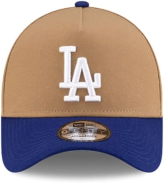 New Era Men's MLB Chase 9FORTY A-Frame Two Tone Adjustable Snapback Hat - Khaki (CA/US, Alpha, One Size, Khaki, Los Angeles Dodgers)