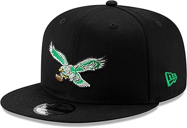 New Era Philadelphia Eagles Hat NFL Black Team Color Historic Logo 9FIFTY Snapback Adjustable Cap Adult One Size